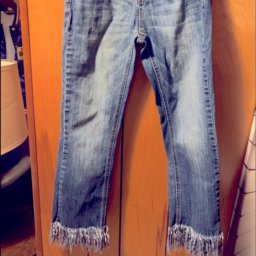 Cropped Judy Blue fringe Jeans